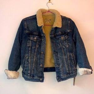 Ralph Lauren kids fleece-lined denim jacket, size large (12/14)